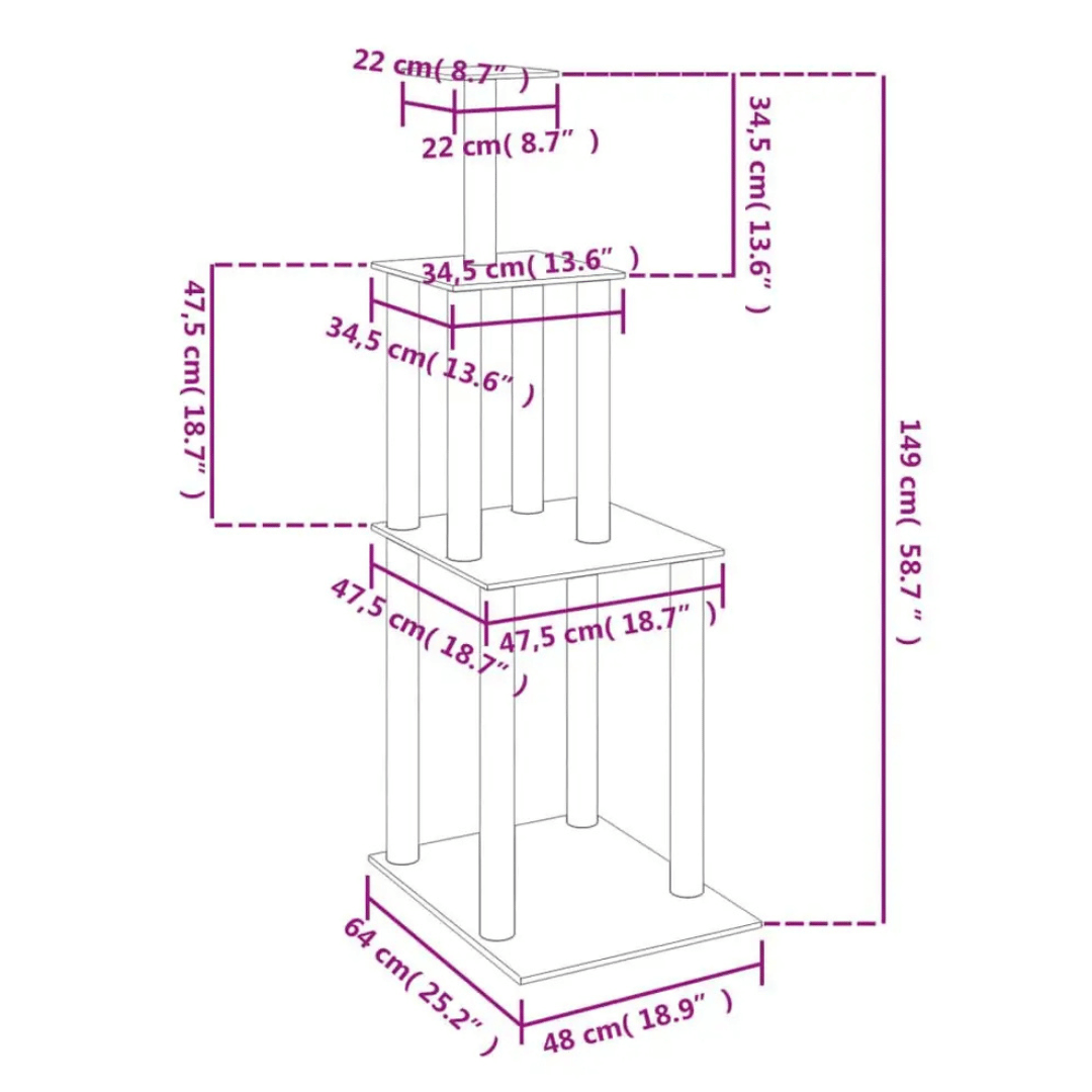 Tall Cat Tower with Multiple Perches & Scratching Posts