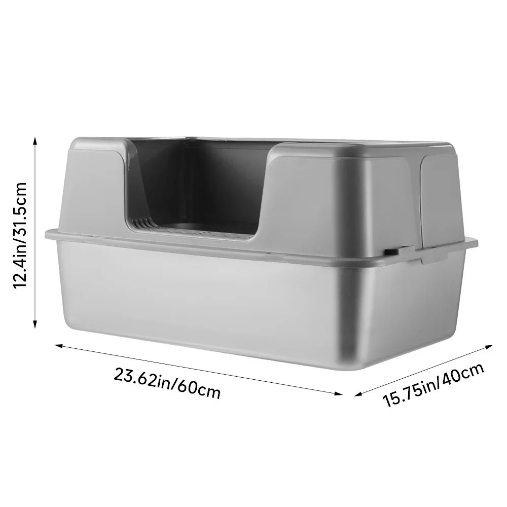 Large Covered Cat Litter Box with Metal Pan & Scoop