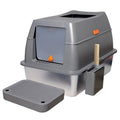Large Covered Stainless Steel Cat Litter Box with Accessories
