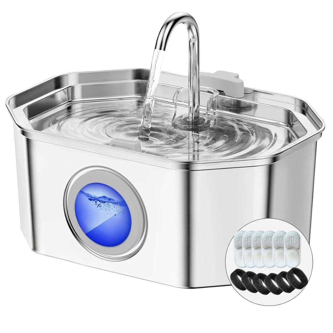 3.2L Stainless Steel Cat Water Fountain - Automatic with Water Level Window