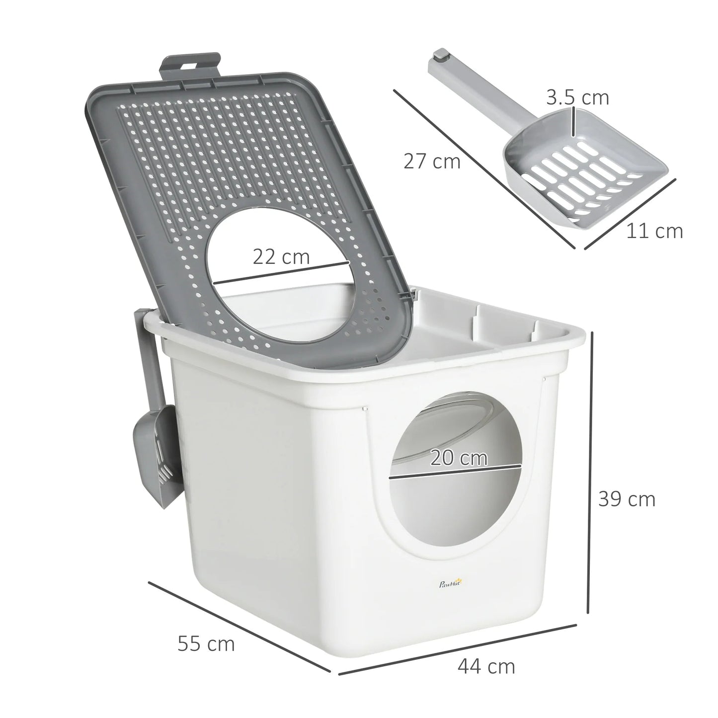 Easy Clean Covered Cat Litter Box with Scoop