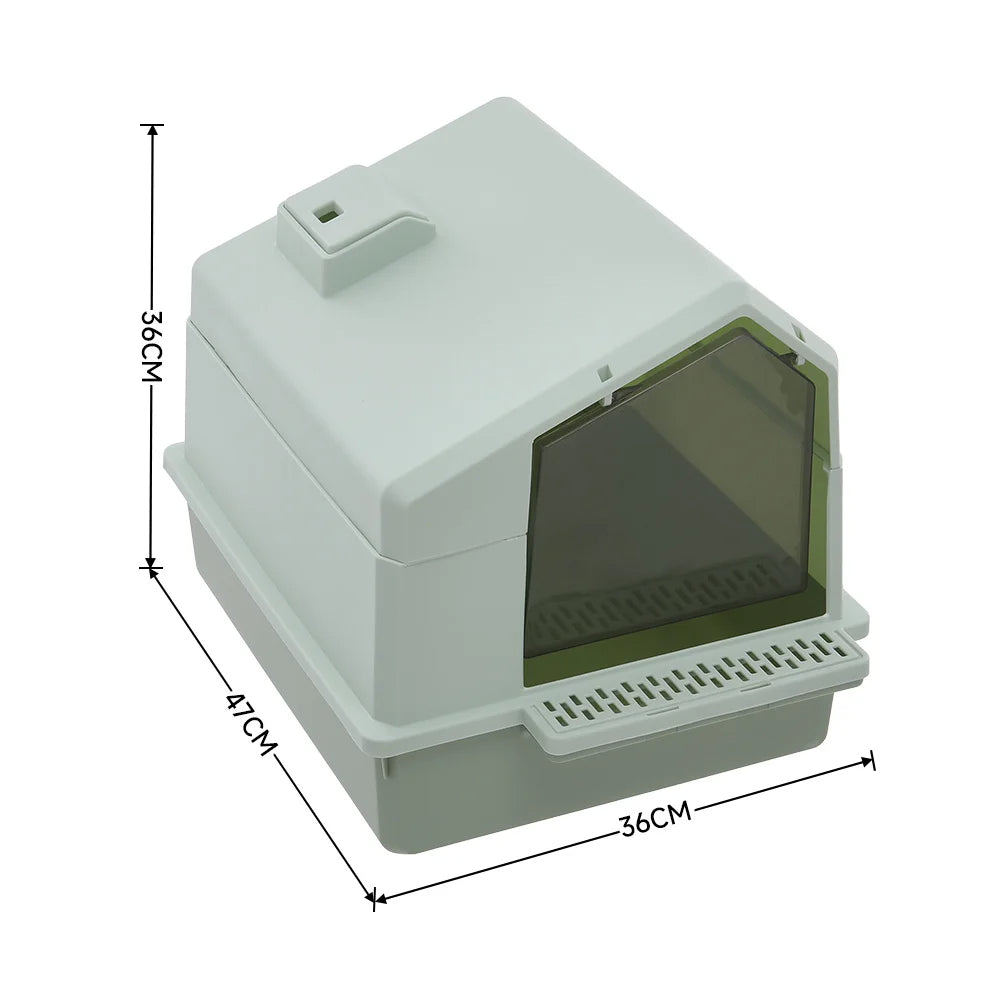 Easy Clean Covered Cat Litter Box with Scoop Included