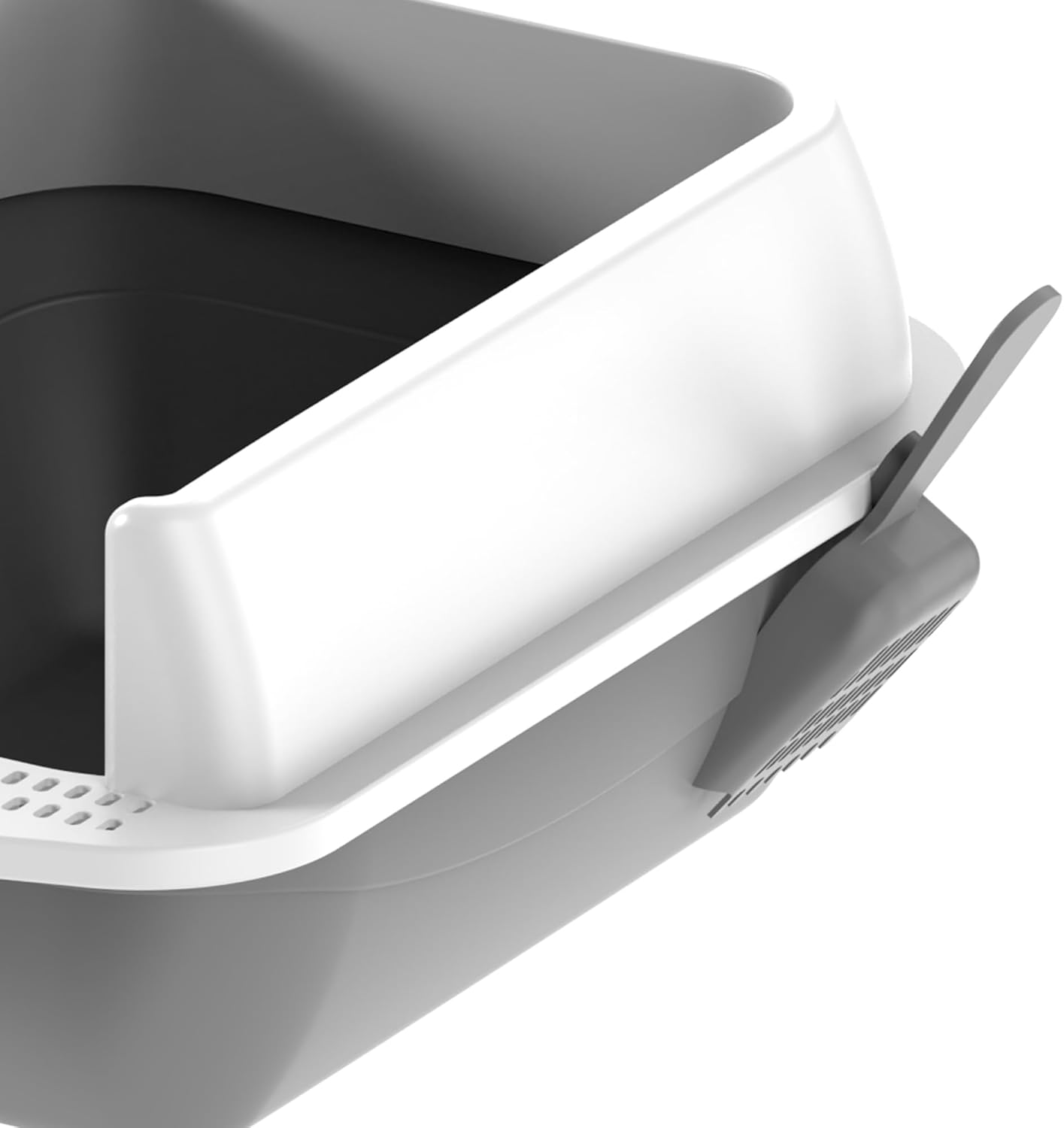 Cat Litter Tray | Litter Tray With Scoop | Cat Litter Box | Kitten Litter Tray With Open Top | Large Tray With Detachable Rim | Non Stick Surface | Splash Guards | 35 x 45 x 22cm