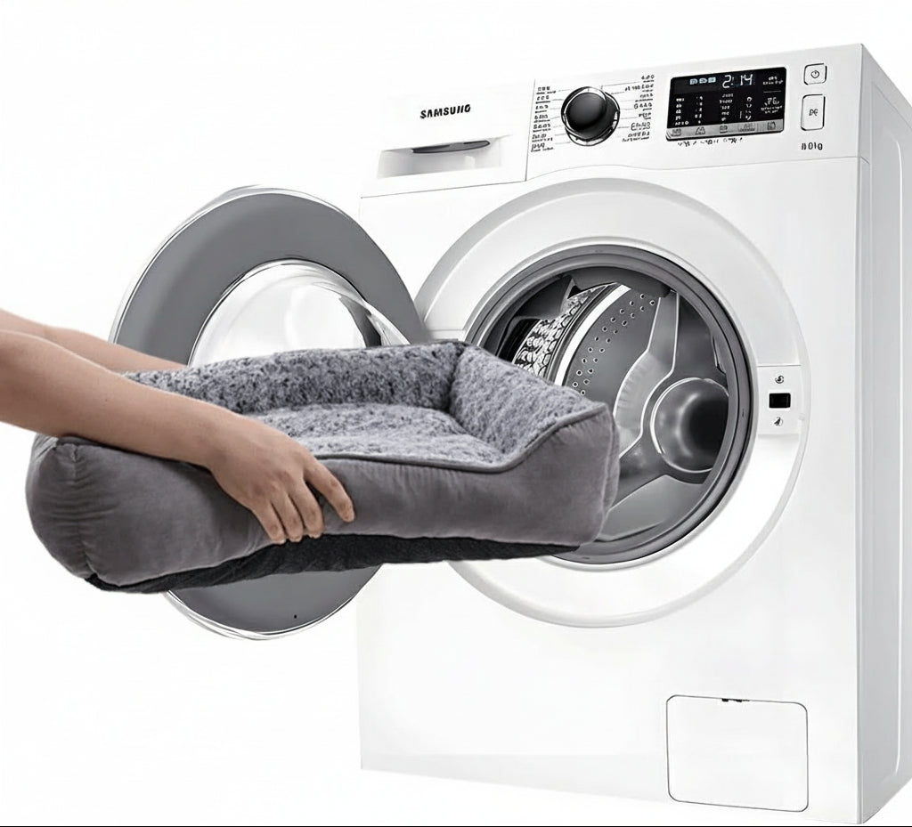 Small Dog Sofa Bed Washable, Soft Plush Calming Beds with Non-Slip Bottom - Anti-Anxiety Rectangle Puppy Mat (60 x 45 cm, Grey)