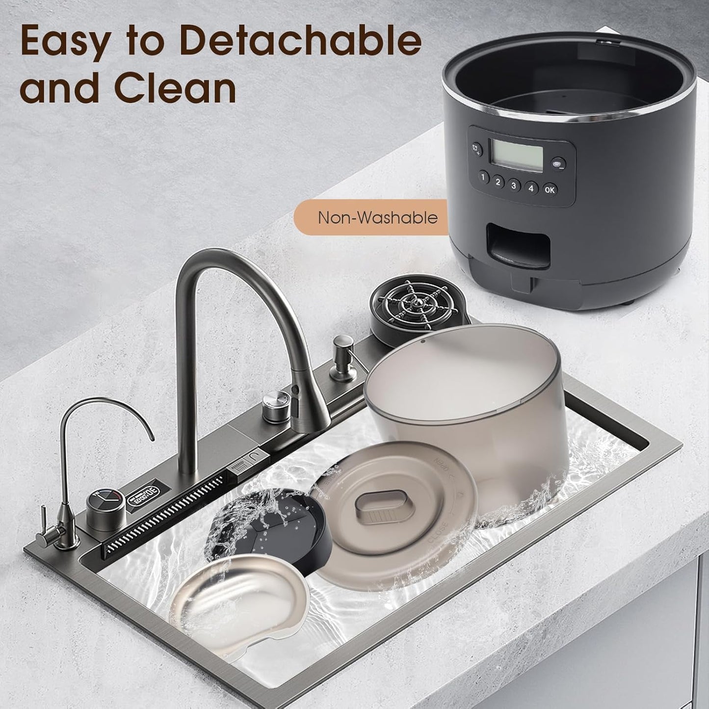 Automatic Cat Feeder with Timer - 3-4L Large Capacity,Cat Food Dispenser,Programmable 4 Meals Daily,Precise Portion Control,Ideal for Cats and Pets