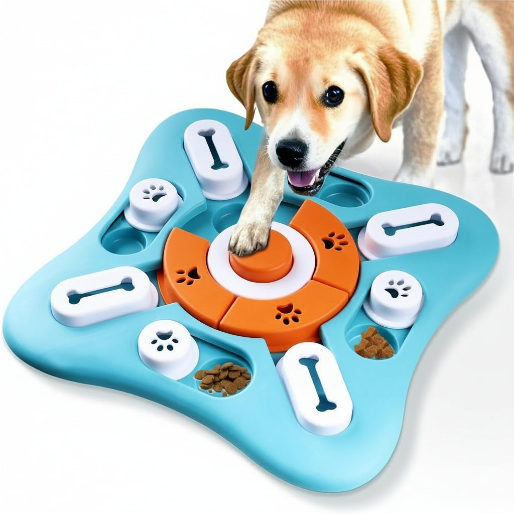 Interactive Dog Puzzle Feeder, Treat Dispenser Dog Puzzle Toys with Squeaker & Non-Slip, Slow Feeder Bowl for Mental Enrichment, IQ Training & Anxiety Relief (Style 2)