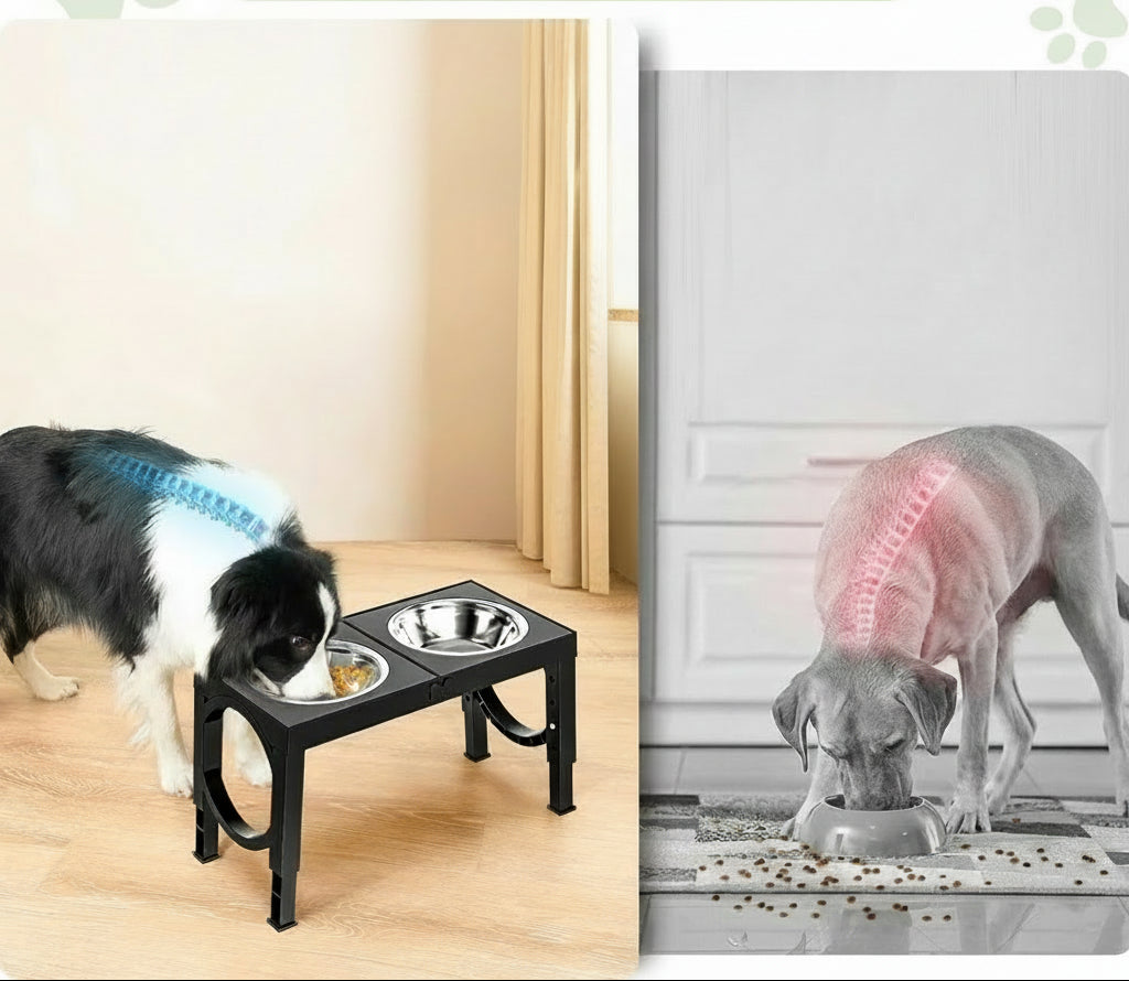 Raised Dog Bowls for Small Medium Large Dogs, 5 Height Adjustable Dog Bowl Stand to 8cm 23cm, 27cm, 31cm, 35cm, with 2 Stainless Steel Dog Food Bowl, Elevated Dog Bowls for Traveling