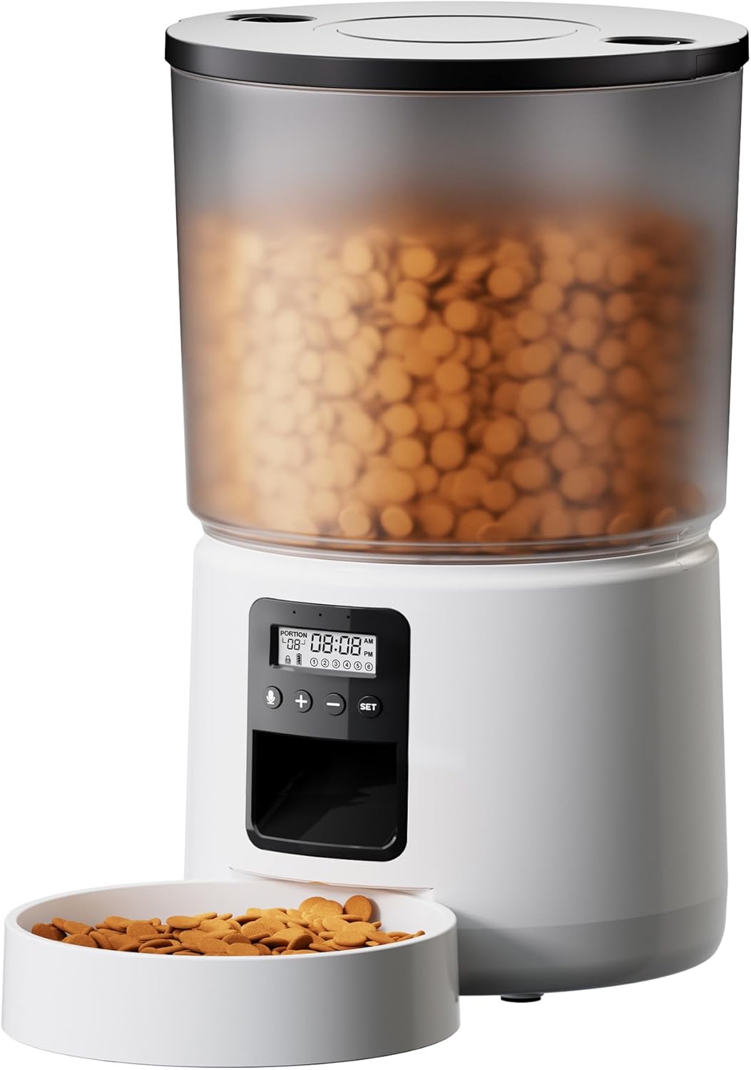 Automatic Cat Feeder Dry Food: Cat Feeder with Timer - Pet Food Dispenser Button Control 1-6 Meals - 3L Auto Dog Bowl with Customize Feeding Schedule - 10s Voice Recorder - Contains Desiccant