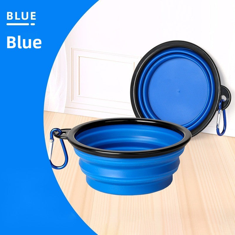 Collapsible Silicone Travel Pet Bowl with Carabiner Attachment