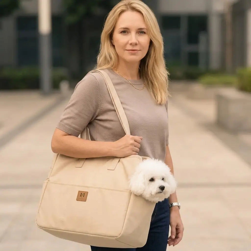 Lightweight Breathable Mesh Pet Shoulder Carry Bag beige