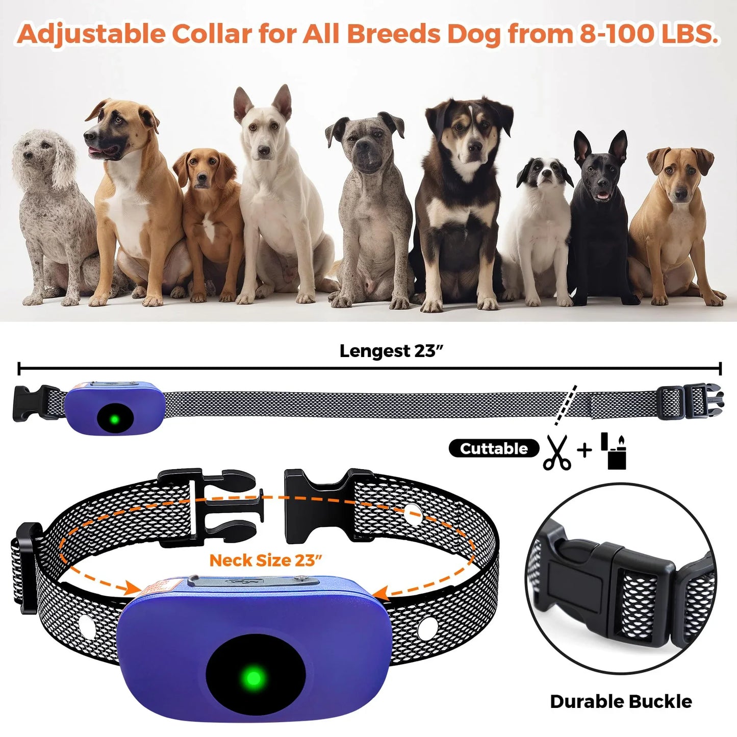 Long Range Waterproof Dog Training Collar with Sound Vibration