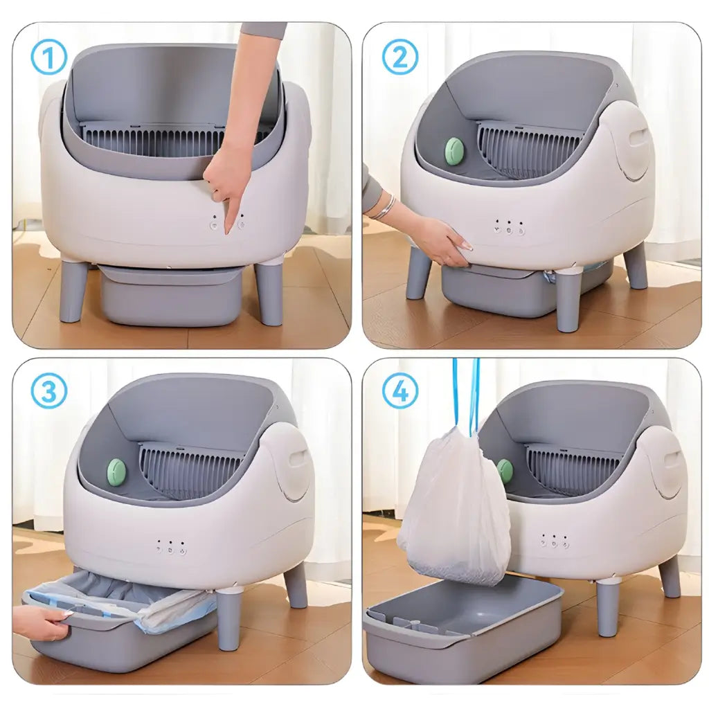 Step-by-step guide on using a pet litter box with a lid