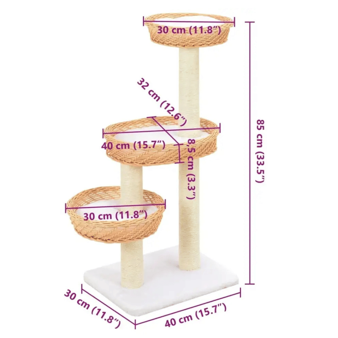 Stylish Cat Tower with Natural Perches & Rope Scratching Posts