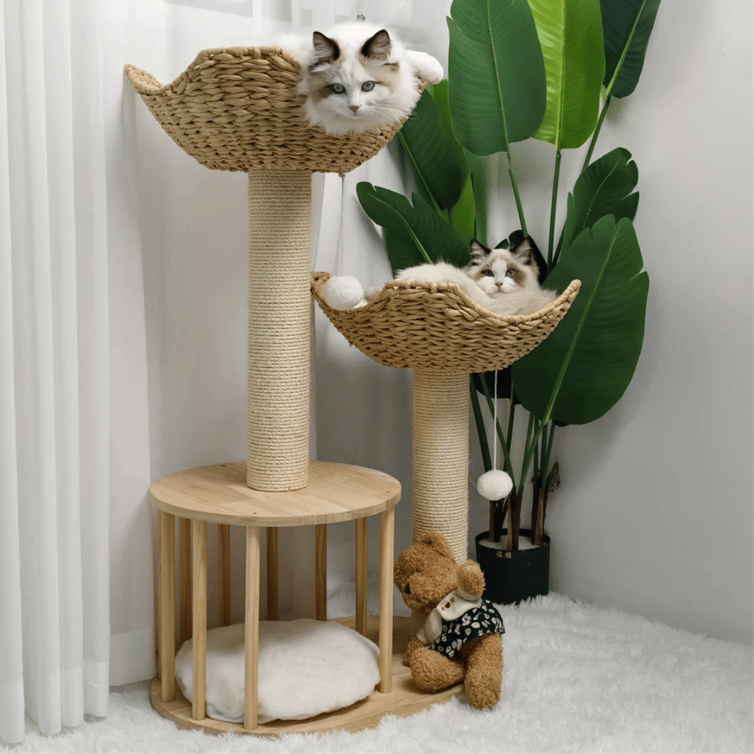 Cozy Cat Climber with Bed, Baskets & Scratch Pad