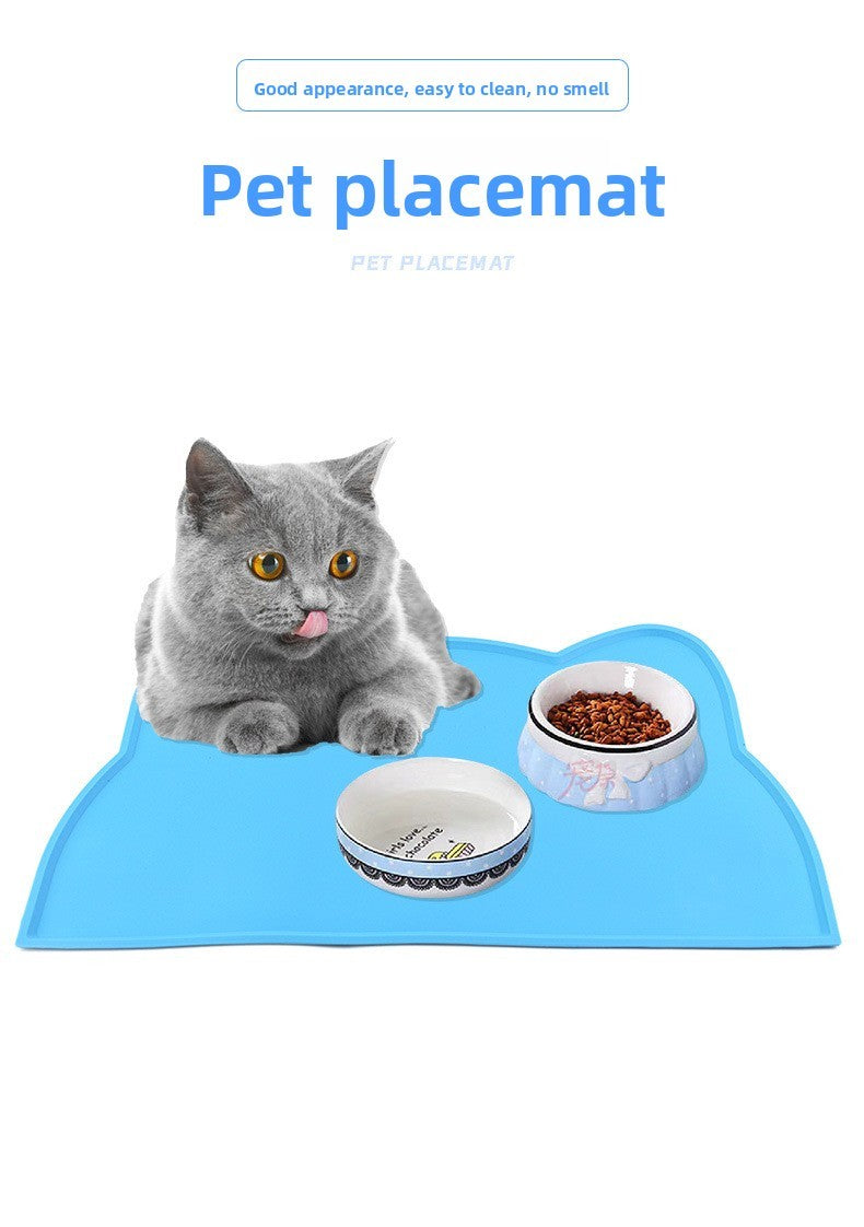 Silicone Catt Food Mat with Raised Edges – Cat Shape Design