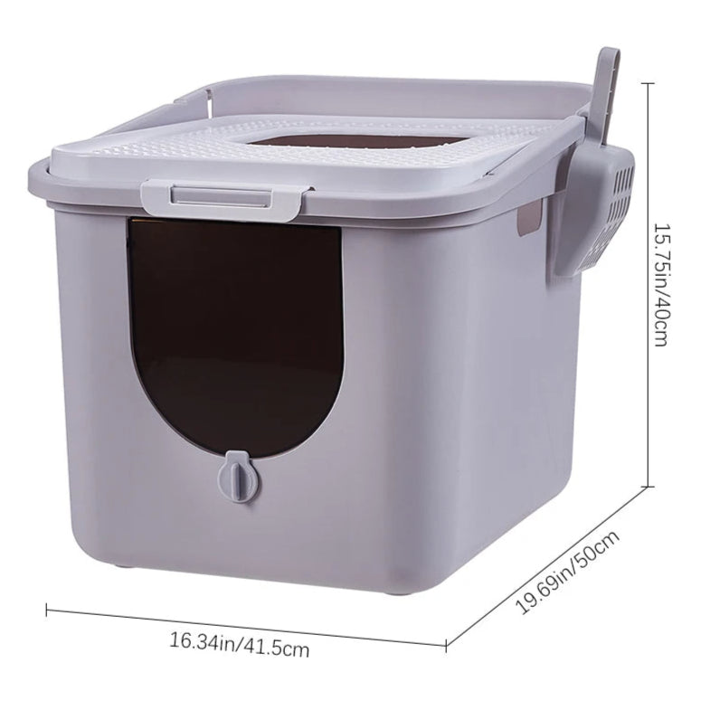 Easy Clean Covered Litter Box with Flip Top