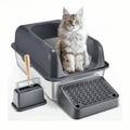 Extra Large Cat Litter Pan with Metal Tray & Accessories