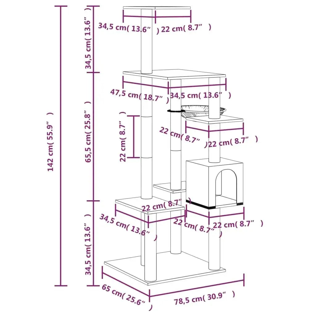 Cozy Cat Tower with Hideaway & Scratching Posts