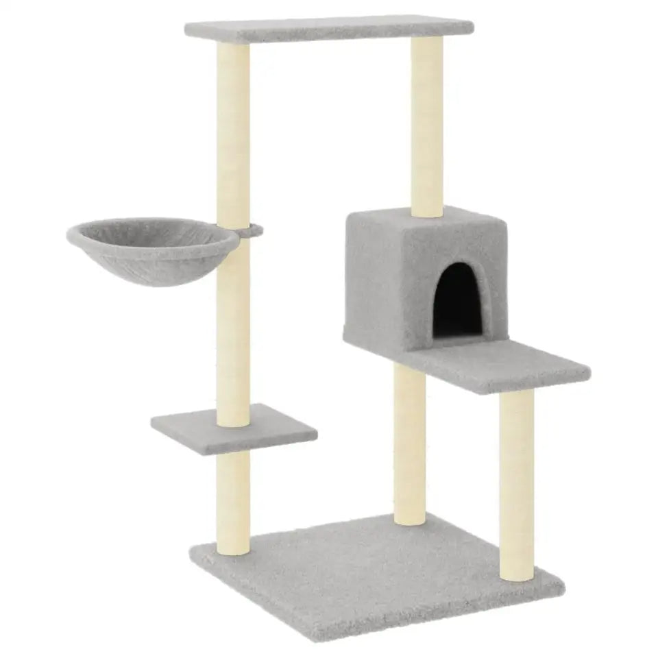 Grey Cat Tower with Soft Lounge & Hideaways - LifyPet