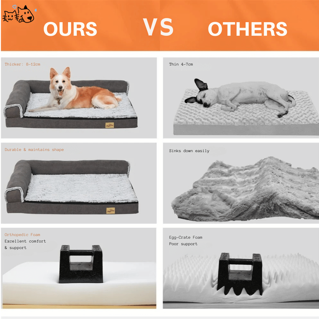 Large Comfort Dog Mattress | L-Shaped with Soft Fleece Cover