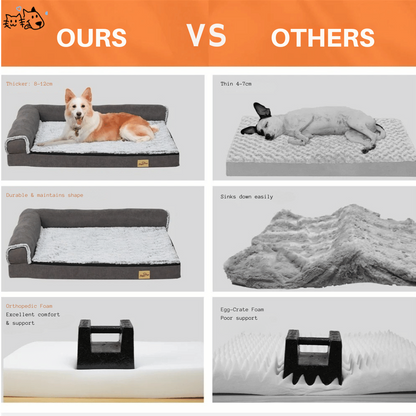 Large Comfort Dog Mattress | L-Shaped with Soft Fleece Cover
