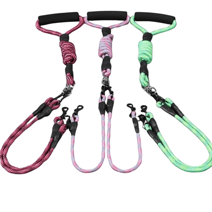 Durable Dual Dog Leash with Tangle Free Swivel & Comfort Grip