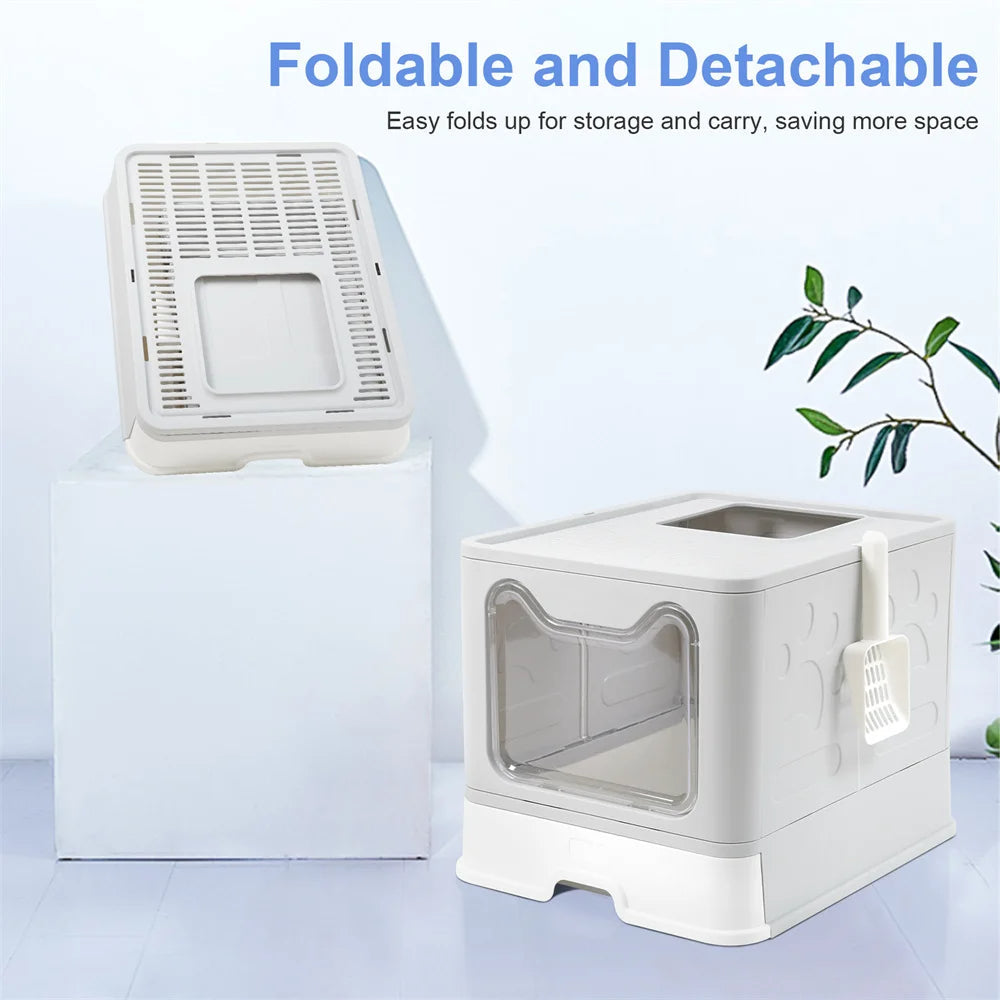 Hidden Cat Litter Box with Odor Control & Cleaning Tools