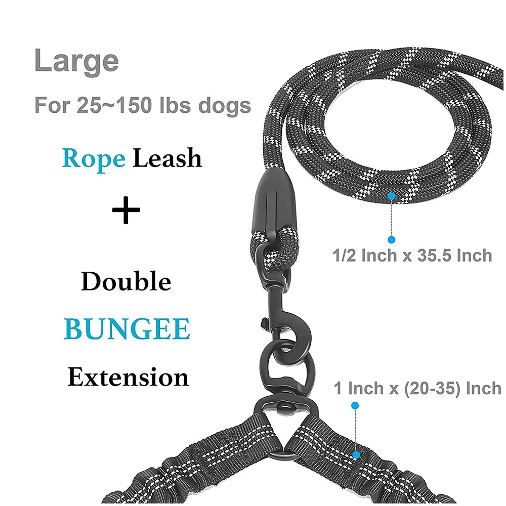 Durable Dual Dog Leash with Comfort Grip & Reflective Strap