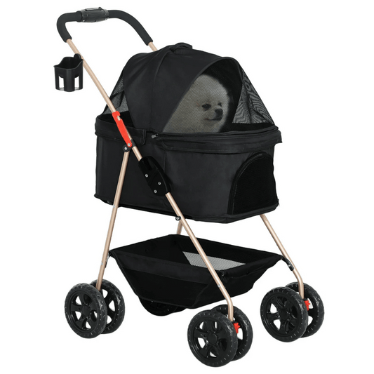 Compact Pet Stroller with Removable Basket & Storage - LifyPet