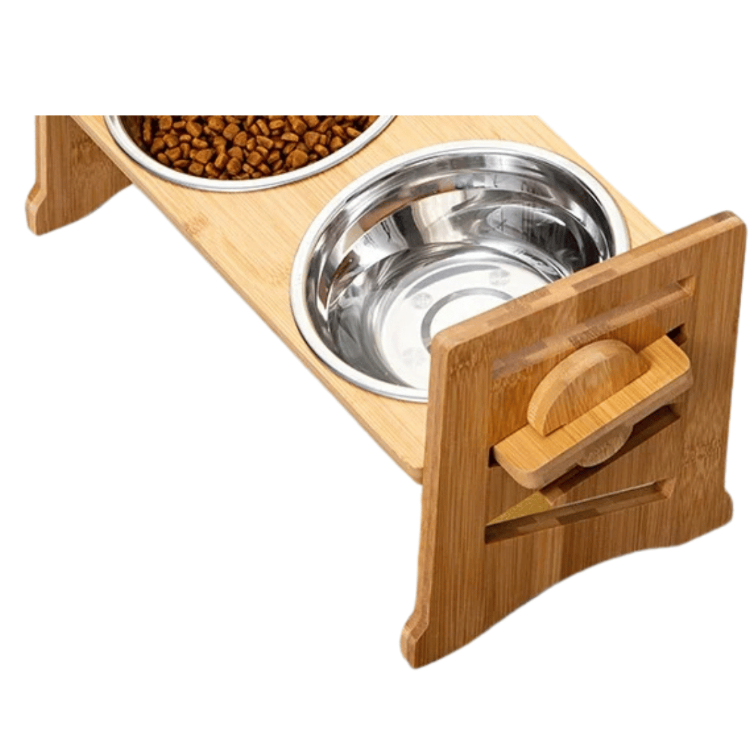 Portable Pet Feeder with Adjustable Height & 2 Metal Bowls