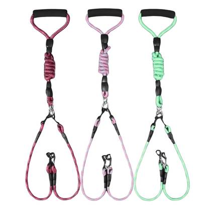 Durable Dual Dog Leash with Tangle Free Swivel & Comfort Grip