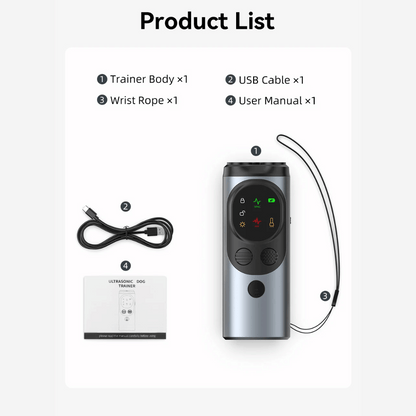 Portable Dog Trainer with Ultrasonic Bark Control and Flashlight