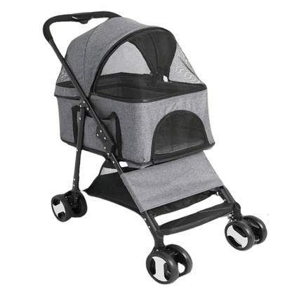 Portable Pet Stroller with Detachable Carrier and Car Seat