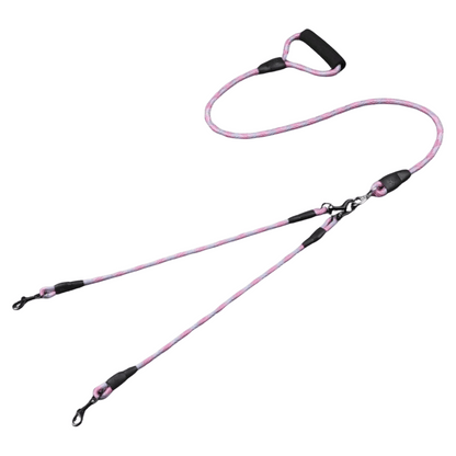 Durable Dual Dog Leash with Tangle Free Swivel & Comfort Grip