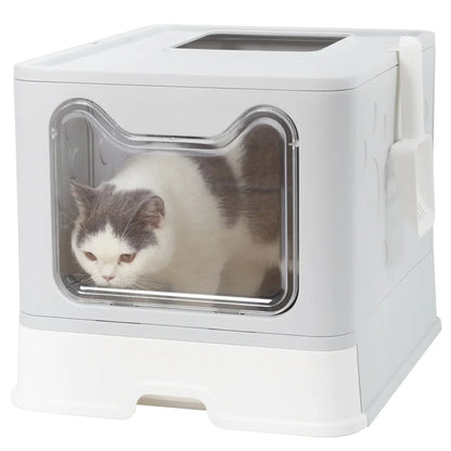 Hidden Cat Litter Box with Odor Control & Cleaning Tools