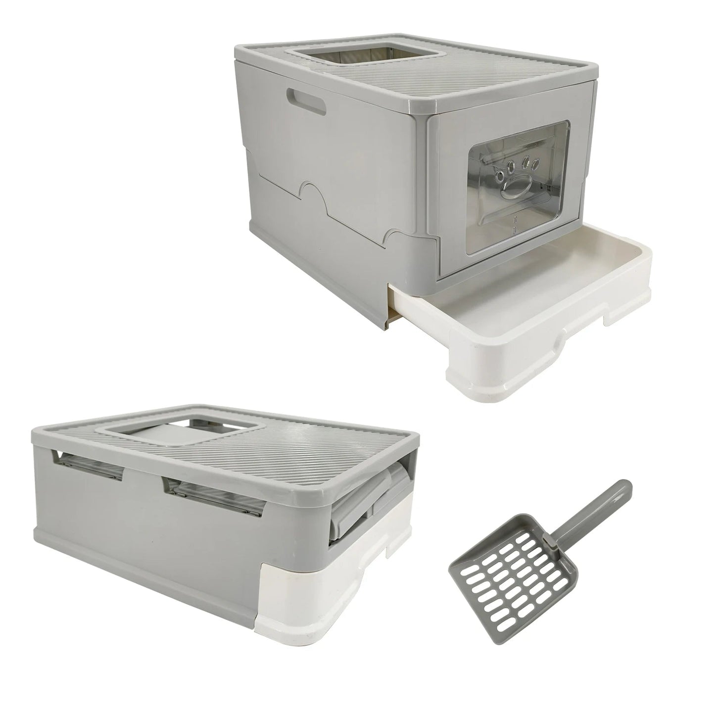 Hidden Cat Litter Box with Dual Entry and Easy Clean Tray