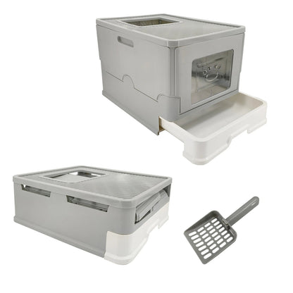 Hidden Cat Litter Box with Dual Entry and Easy Clean Tray