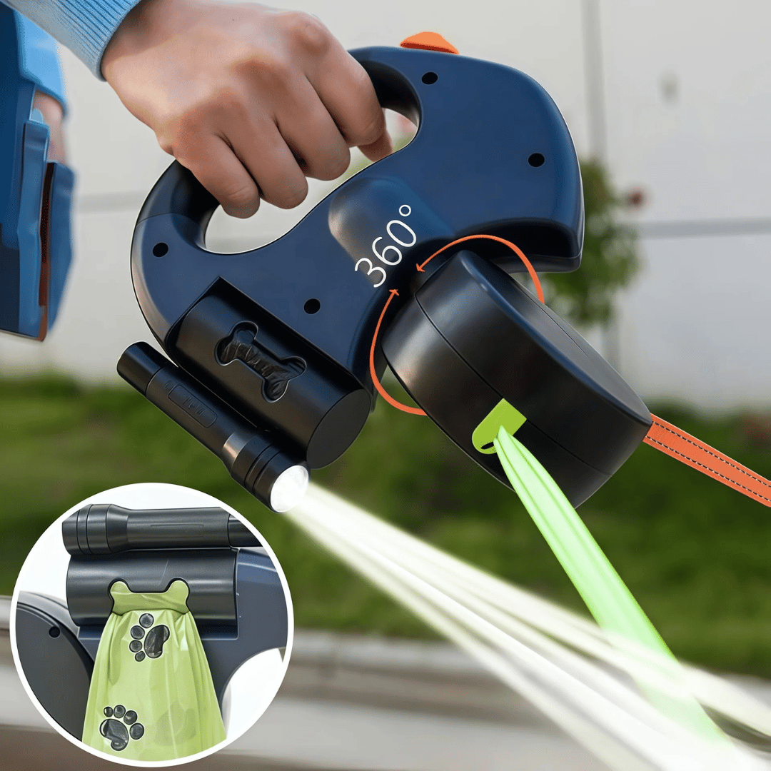 Long Adjustable Pet Leash with Light & Tangle Free Clip