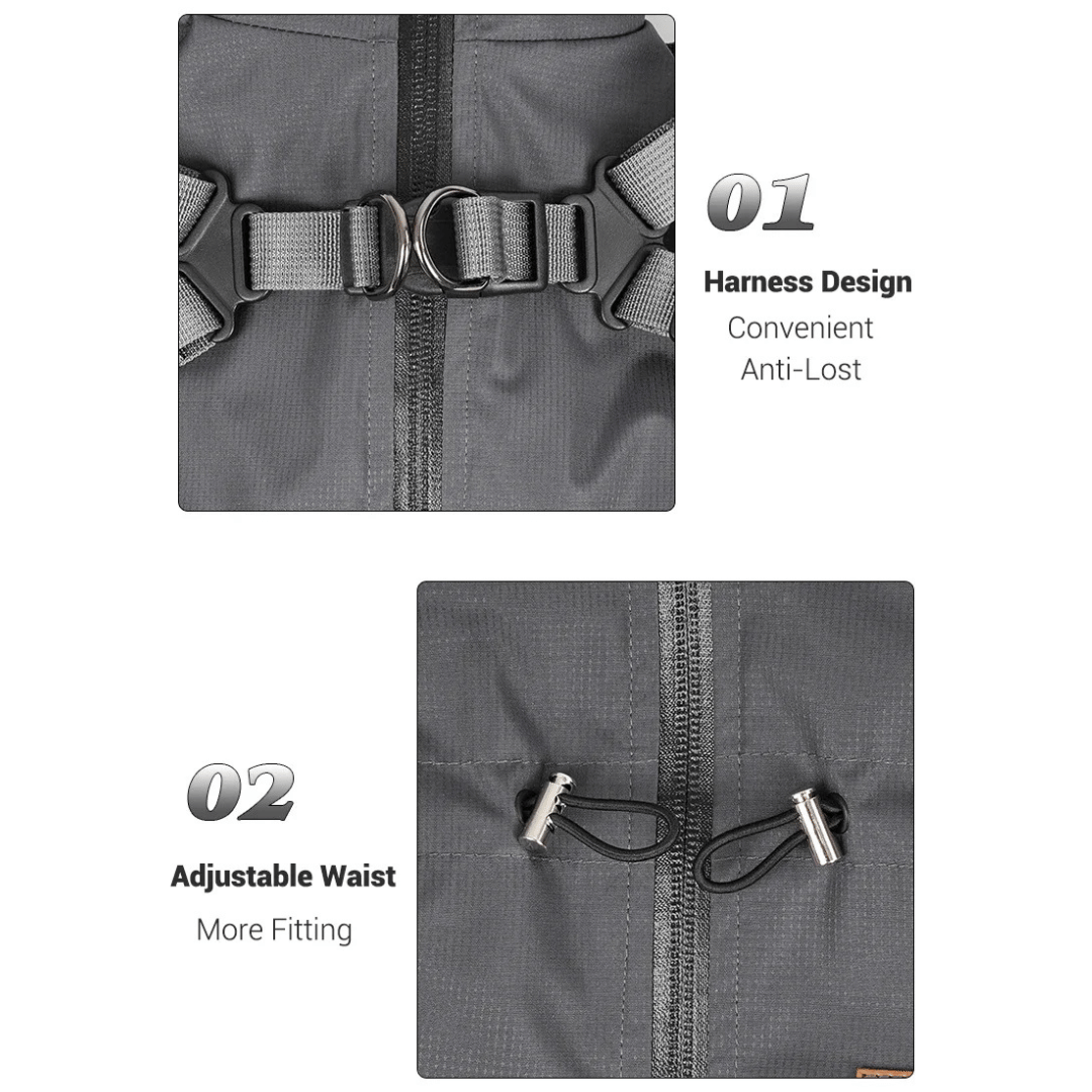Waterproof Pet Coat with Built-In Dog Harness