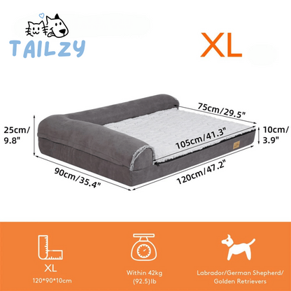 Large Comfort Dog Mattress | L-Shaped with Soft Fleece Cover