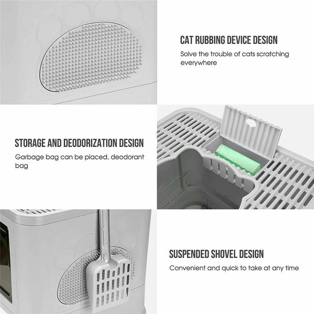 Large Hidden Cat Litter Box with Storage & Scoop