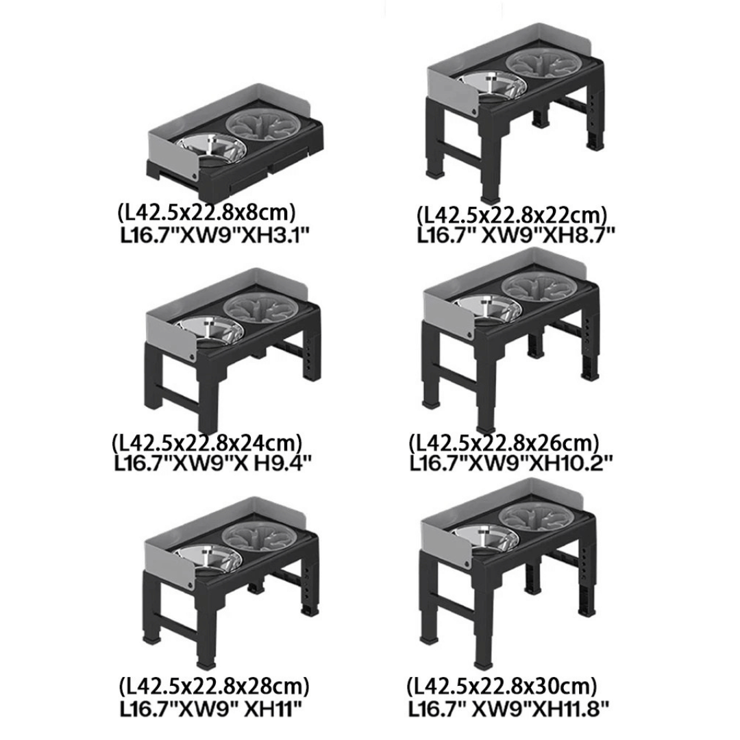 Elevated Pet Feeder with Stainless Steel Slow Feed Bowls