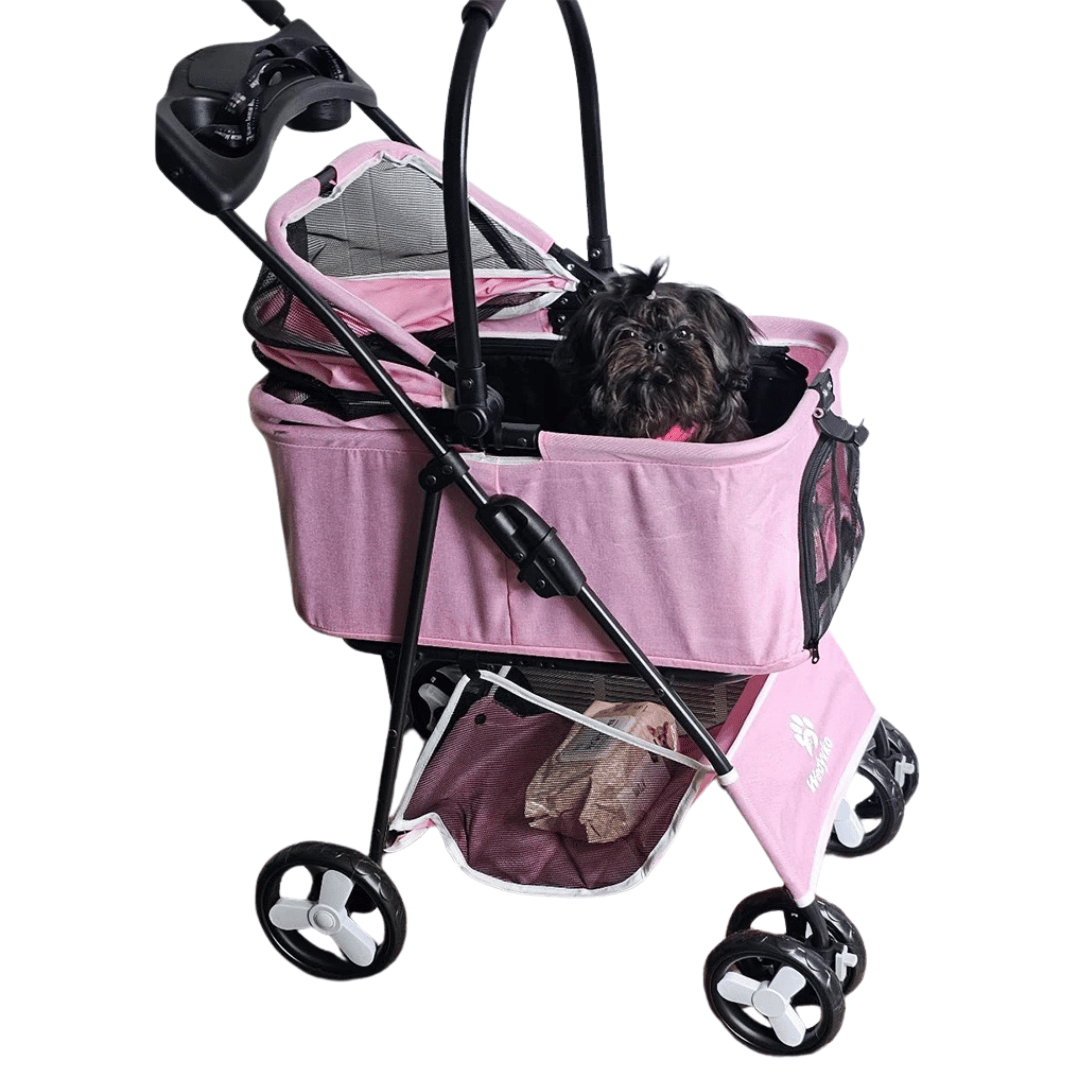 Large Collapsible Pet Stroller with Storage Compartment