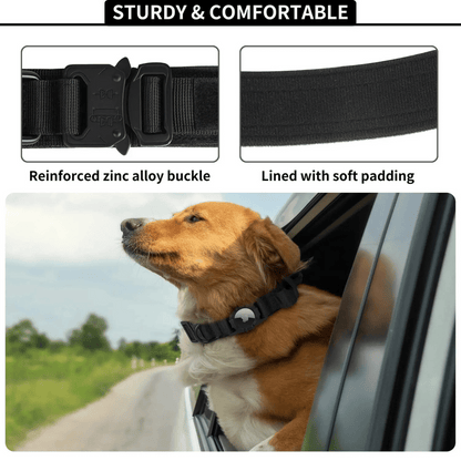 Durable Tactical Dog Collar with AirTag Holder