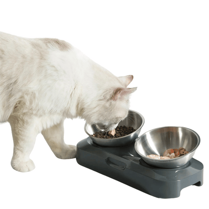 Adjustable Pet Feeder with Stainless Steel Food Bowls