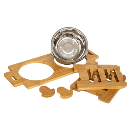 Portable Pet Feeder with Adjustable Height & 2 Metal Bowls