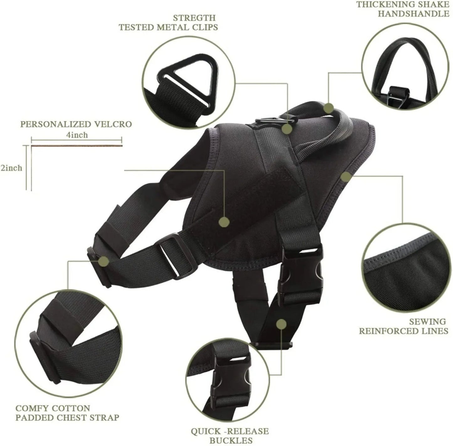Comfortable Large Dog Harness with Padded Vest