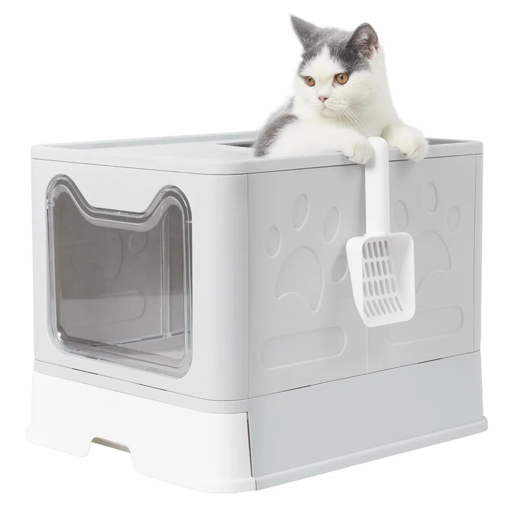 Hidden Cat Litter Box with Odor Control & Cleaning Tools