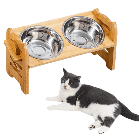 Portable Pet Feeder with Adjustable Height & 2 Metal Bowls - LifyPet