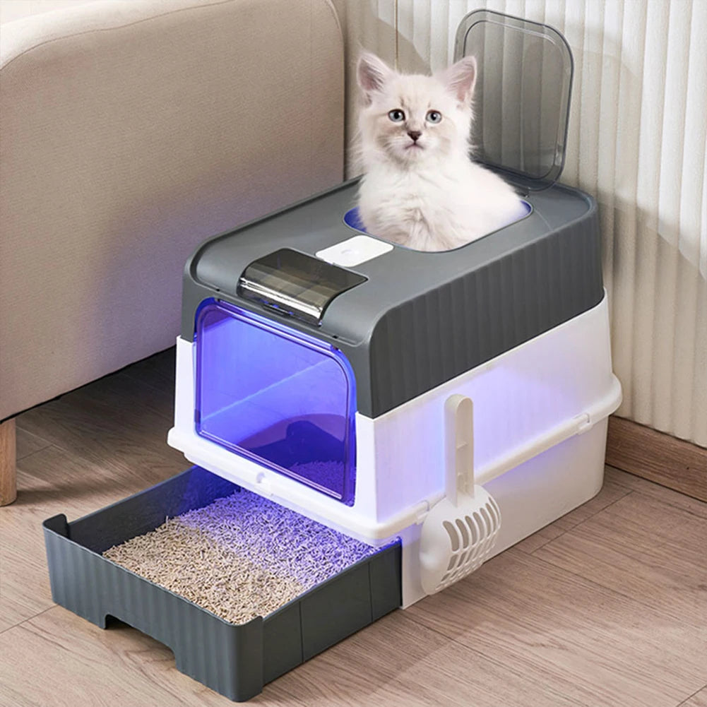 Odor Control Cat Litter Box with Easy Clean Tray